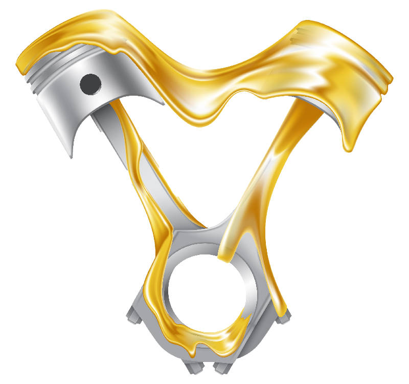Engine piston lubricated with oil